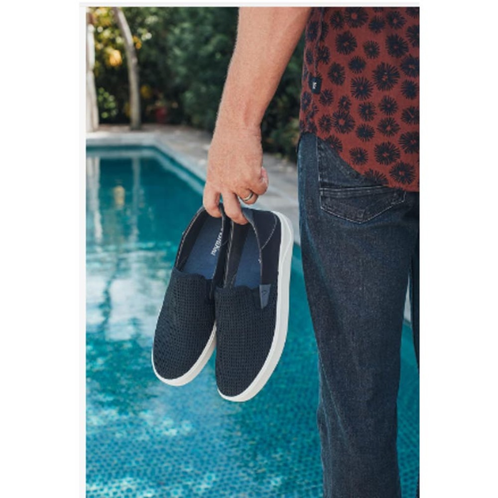 OluKai Men’s Navy Blue Slip-On Sneakers with White Sole